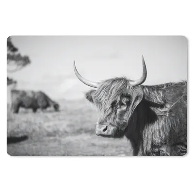 Produktbild von MuchoWow® Mauspad Mousepad Schottischer Highlander - Tiere - Schwarz - Weiß 27x18 cm - Mousepads - Maus Mat - Pad - Mausunterlage - Büroartikel - Desk Matten