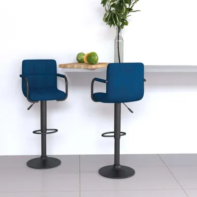 Produktbild von Hochwertig Barhocker 2 Stk. Blau Samt  334663