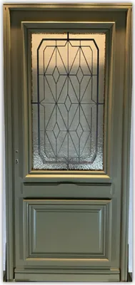 Image de Porte d'entree Bois vitree, Canelle Vert RAL 7002, H215 x L90 p,droit