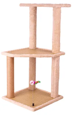Image de Arbre à gratter pour chats, en jute naturelle et en peluche, dimensions 40 x 40 x 87 cm, idéal pour l'entretien des griffes