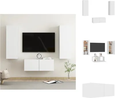 Immagine prodotto di vidaXL Set di mobili TV a 3 pezzi in legno bianco - Mobili TV