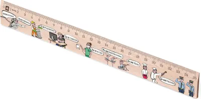Produktbild von Metrie, Didakt-M07 Holzlineal, bedrucktes Deutsche Pronomen, 25 cm