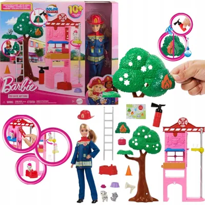 Produktbild von Barbie Feuerwehrspielset mit Feuerwache und Hund