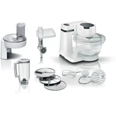 Obrázek produktu pro Kuchyňský robot, Bosch MUMS2TW30, Kuchyňský robot, MUM Series 2, 700 W, tritanová mísa 3,8 l, 3D planetární míchání, 4 rychlosti, sada na pečivo, 3 nože
