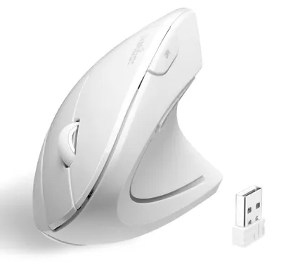 Obrázok produktu pre PM-713NW-11937 PERIMICE-713W Bezdrôtová, ergonomická vertikálna myš s USB prijímačom, vypínačom, 6 tlačidlami, biela