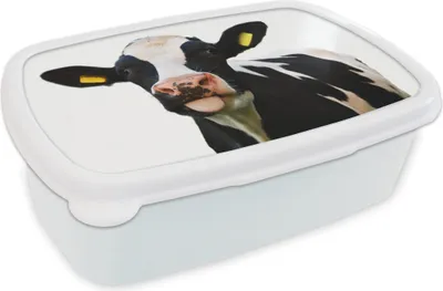 Produktbild von KitchenYeah® Lunchbox Brotzeit Brotdose 17x11 cm Kuh - Schwarz - Weiß Kinder Brotzeitdose - Lunch Box - Kinder - Sandwich-Box - Schulbox - Lunch Boxen