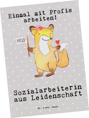 Produktbild von Mr. & Mrs. Panda Postkarte Sozialarbeiterin Leidenschaft - Grau Pastell - Geschenk, Grußkarte, bildkarte, Postkarten, Ansichtskarte, Ansichtskarten