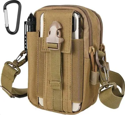 Immagine prodotto di Marsupio tattico con tasca EDC MOLLE e gancio da outdoor - Marsupio universale da outdoor per lo sport, l'escursionismo, il campeggio e i viaggi, con supporto per cellulare