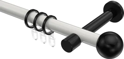 Produktbild von Interdeco Gardinenstange / Vorhangstange Weiß / Schwarz, Typ Prestige Luino (Kugel), 20 mm Ø 1-läufig, 420 cm