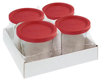 Zdjęcie produktu dla Przezroczysty słoik Weck, pojemność 290 ml, z plastikową pokrywką, zestaw 4 sztuki