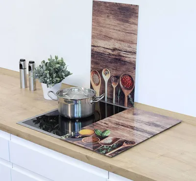 Produktbild von HI - Herdabdeckplatten 2tlg aus Glas 52x30cm Rutschfeste Füße