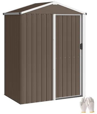 Produktbild von Outsunny Metall Gerätehaus 1,1 m², Geräteschuppen mit Sattedach Schiebetür