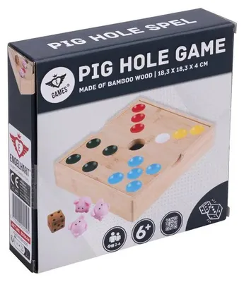Obrázok produktu pre Hra Pig Hole od Engelhart Games – rodinná hra z bambusu s 60 silikónovými prasiatkami