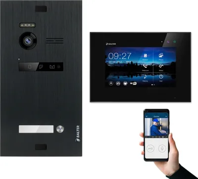 Produktbild von BALTER EVO Video Türsprechanlage Schwarz Set 2-Draht BUS 7" LCD-WiFi-Monitor für 1 Familienhaus