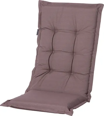 A single taupe colored chair cushion is shown against a white background.
