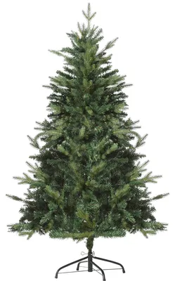 Productafbeelding van HOMCOM Kerstboom, 1,5 meter, kunstboom, kunstmatige den, 946 takken, metalen voet, kunststof, wit