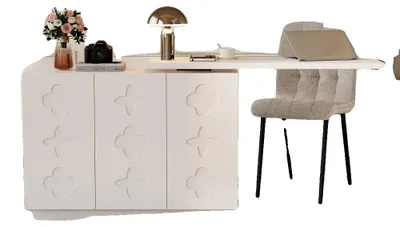Obrázek produktu pro Rohový stůl, design ve tvaru L, univerzální pro domácí kancelář i salón, bílý
