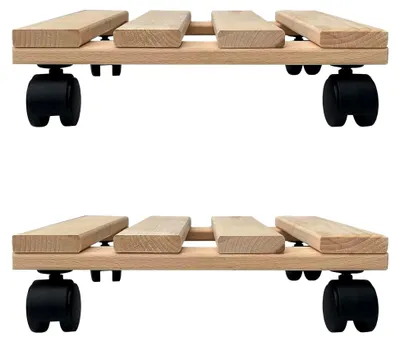 Produktbild von Zwei Pflanzenroller aus massivem Buchenholz, eckig, 30 cm x 30 cm, bis 120 kg