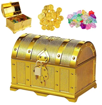 Obrázok produktu pre Schatkist s zlatými mincami pre deti, 14x11x10 cm