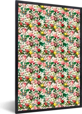 Produktbild von MuchoWow® MuchoWow® Gerahmtes Poster Blumen - Collage - Farben 20x30 cm - Poster mit zchwarzem Bilderrahmen - Drucken - Bilder Poster im Rahmen