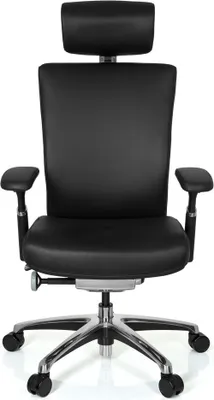 Obrázek produktu pro hjh OFFICE profesionální kancelářská židle NOVA ergonomická kancelářská židle s područkami (výškově nastavitelná) kožená černá otočná židle pro kancelář, domácnost