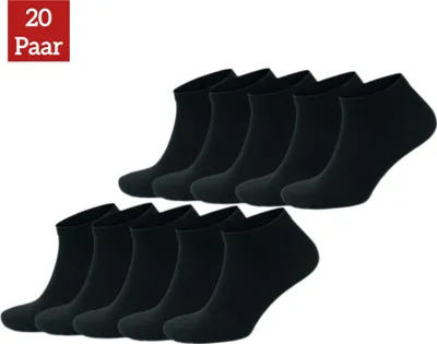 Produktbild von NERS Sneaker Socken (10 - 20 Paar) für Damen & Herren, aus gekämmter Baumwolle, ohne drückende Naht, Sportsocken mit Komfortbund, gegen Schweißfüße