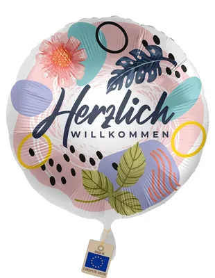 Productafbeelding van Folienballon Welkom met Bloemenmotief