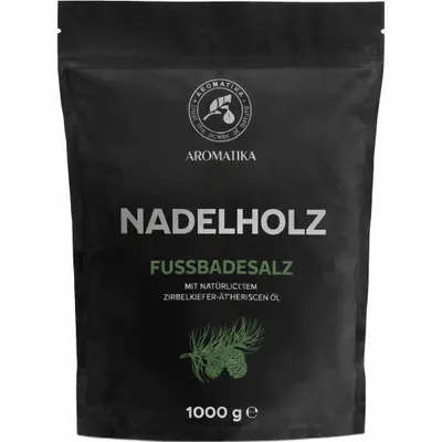 Produktbild von Fußbadesalz Nadelholz 1000g - Pediküre Fußbadesalz - Fußbad Zusatz mit naturreinem Meersalz - ätherischem Zirbelkieferöl - Fußpflege für müde Füße