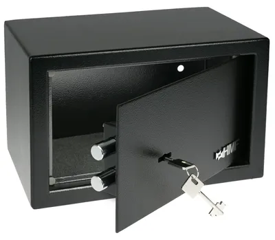 Zdjęcie produktu dla Sejf meblowy - Metalowy - Z zamkiem na klucz - Czarny - 31 x 20 x 20 cm