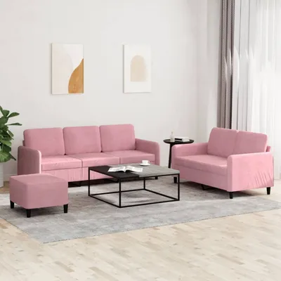 Obrázek produktu pro Maison Exclusive – 3dílná sedací souprava z růžového sametu