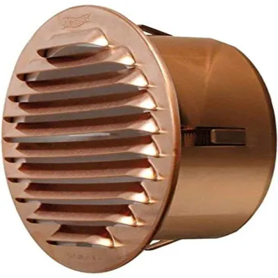 Productafbeelding van Koperen ventilatiegrill met plastic inlaat van 100 mm diameter