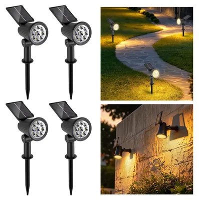 Produktbild von Peviasot 4X LED Solar Gartenstrahler mit Erdspieß Gartenleuchte Solarleuchte Solarstrahler Außen Wasserdicht IP65 3W Warmweiß