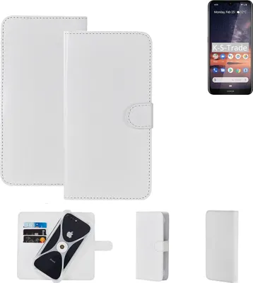 Produktbild von K-S-Trade Handy Hülle Schutz Hülle kompatibel mit Nokia 3.2 Cover Case Bookstyle Bumper weiß 1x