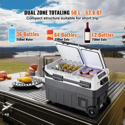 Produktbild von Autokühlschrank - Camping-Kühlschrank - Autokühlbox mit Kompressor - Tragbar - 12V/24V - 50 Liter - Schnellkühlung