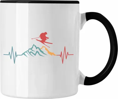 Produktbild von Trendation - Ski Tasse Geschenk Grafik Geschenkidee Skifahrer Geschenk Winter (Schwarz)