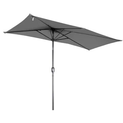 Produktbild von Angel Living Halbrunder Sonnenschirm 235x122cm für Balkon & Terrasse, Neigt Vorwärts/Rückwärts, Aluminium-Kurbel, UV-Schutz, Ideal für Garten (Grau)