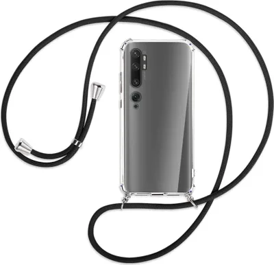Produktbild von Handykette Backcover-Schutzhülle mit Band (Metall silberfarben) für Xiaomi Mi Note 10 (Pro) - schwarz