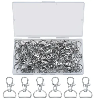 Produktbild von Schlüsselanhänger Karabinerhaken Schlüsselring - 50 Stück - 360 Grad drehbar - Zinklegierung - Für Schlüsselbund, Taschen und Basteln