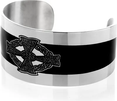 Produktbild von Armreif Armband Edelstahl Keltisch Kreuz Pvd Schwarz - Herrenschmuck