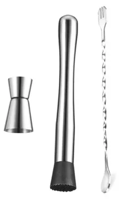Produktbild von 3er Set Edelstahl Cocktail Shaker Barkeeper Kit Mixer Zubehör