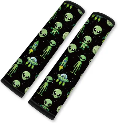 Imagen del producto de Acolchados para cinturón de seguridad de neopreno, 2 unidades, con motivo de alienígenas, para todos los asientos de coche, protectores para los hombros