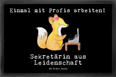 Produktbild von Mr. & Mrs. Panda Schmutzfangmatte Sekretärin Leidenschaft 50 x 75 cm - Schwarz - Geschenk, Türmatte, Fussmatte, Sauberlaufmatte, fußmatte, Schmutzmatte