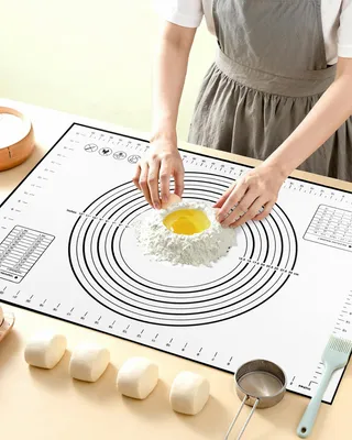 Image de Tapis de cuisson, tapis de cuisson adapté au contact alimentaire, grand tapis antiadhésif et antidérapant pour la pâte, résistant à la chaleur et réutilisable, 60 x 40 cm. Tapis de cuisson en silicone pour la pâte, les pizzas, les pâtisseries et l'usage culinaire.