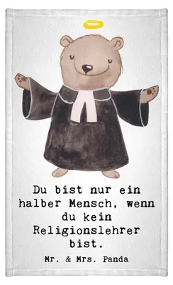 Produktbild von Mr. & Mrs. Panda Handtuch Religionslehrer Herz - Weiß - Geschenk, Grundschule, Frotteehandtuch, Gäste-WC, Spruch, Lustig, Gästetuch, gäste wc, Gästehandtuch 30x50, Witzig