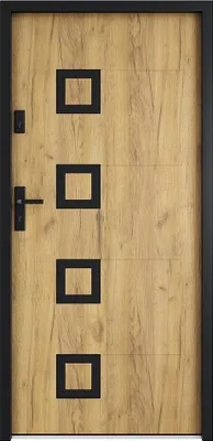 Produktbild von Eingangstür aus Stahl mit Edelstahl H207 x B100 cm Eichenoptik - Stärke 55 mm - DIN rechts - TIFANA