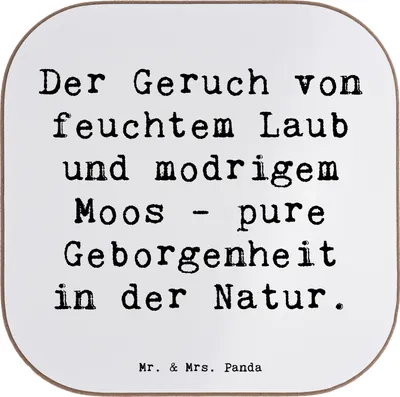 Produktbild von Mr. & Mrs. Panda Tischuntersetzer Spruch Geborgenheit in der Natur - Weiß - Geschenk, liebevoll handgefertigt, Coaster, Naturmagie, Motivation, bieruntersetzer, Gefühl