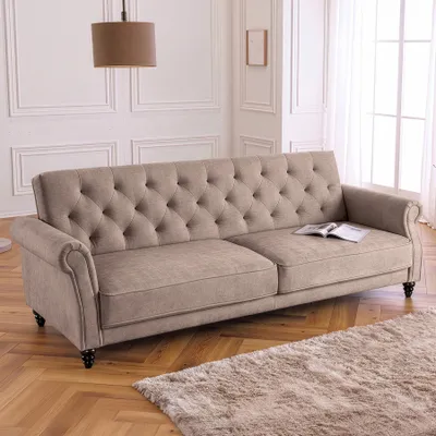 Produktbild von riess-ambiente Schlafsofa MAISON BELLE AFFAIRE 220cm greige Samt Chesterfield 3-Sitzer