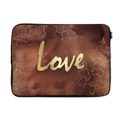 Produktbild von MuchoWow® Laptop Hülle 14 ZollZitat - Liebe - Braun - Gold Laptoptasche - Laptoptasche - Stoßsicher - Schutzhaube