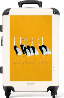 Produktbild von NoBoringSuitcases.com® Großer Koffer - Vögel - Tiere - Schwarz - Weiß - Gelb - Kombinationsschloss TSA - Hartschalen Trolley 4 Rollen - 72 liter - Reisekoffer - 66 cmKoffer Mittelgroß 67x43x25 cm, 72L,