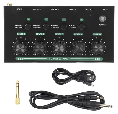 Obrázek produktu pro 4-kanálový mixážní pult, přepínání mono/stereo, USB rozhraní, nízká úroveň šumu, kompaktní zvuková konzole pro vysoký výkon